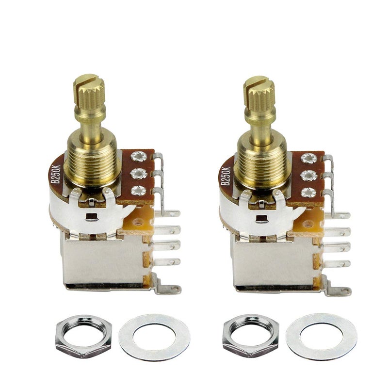 FLEOR 2pcs B250K Push Push Guitar Pots Short Copper Split Shaft Linear Taper Potentiometers - Image 1